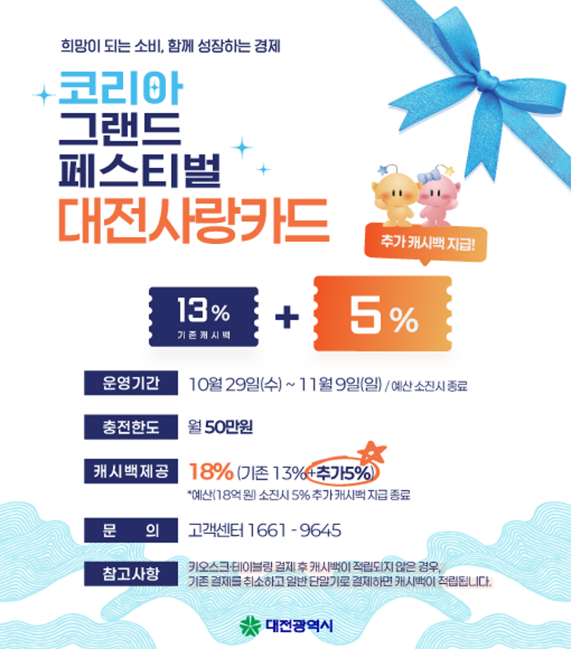 대전사랑카드 18% 캐시백